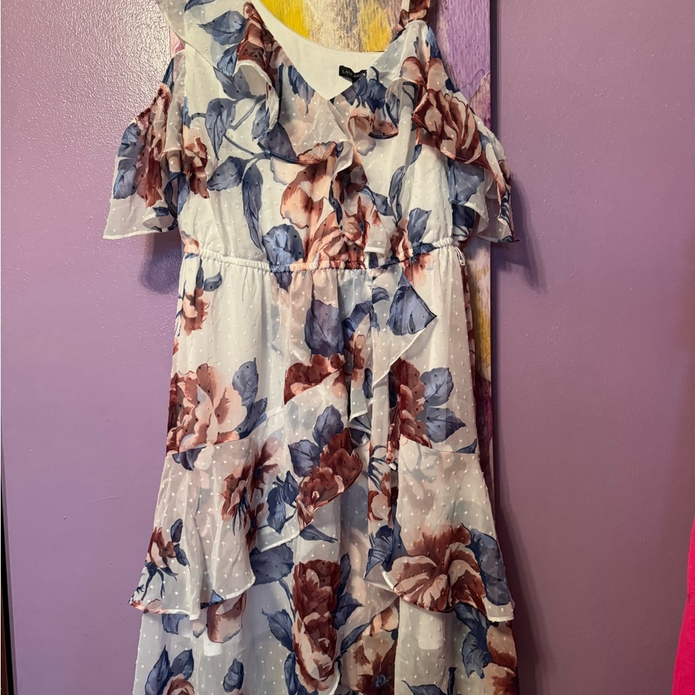 Lane Bryant Dress NWT  with Blue and Brown Floral Pattern Size 16 - Picture 2 of 11